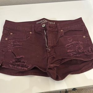 American Eagle shortie shorts. Burgundy. Size 12